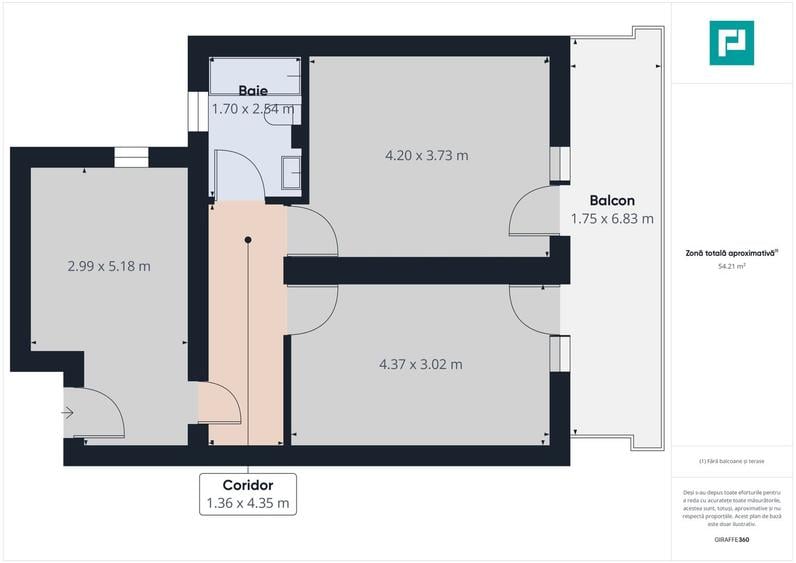 Apartament 2 camere decomandat cu bucătărie închisă în Giroc