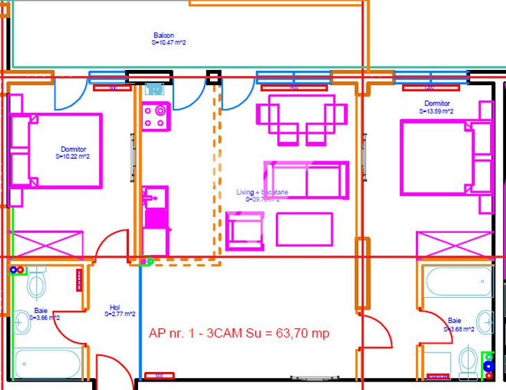 Apartament 3 camere 2 bai balcon etaj 1, ideal familie | Doamna Stanca