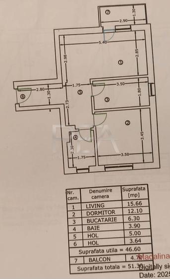 2 camere Titan decomandat, centrală, an 2025, 51 mp