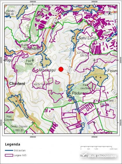 Teren in Padureni - Chinteni, 5800 mp, intravilan, Lv1 - viitoare constructii - 5