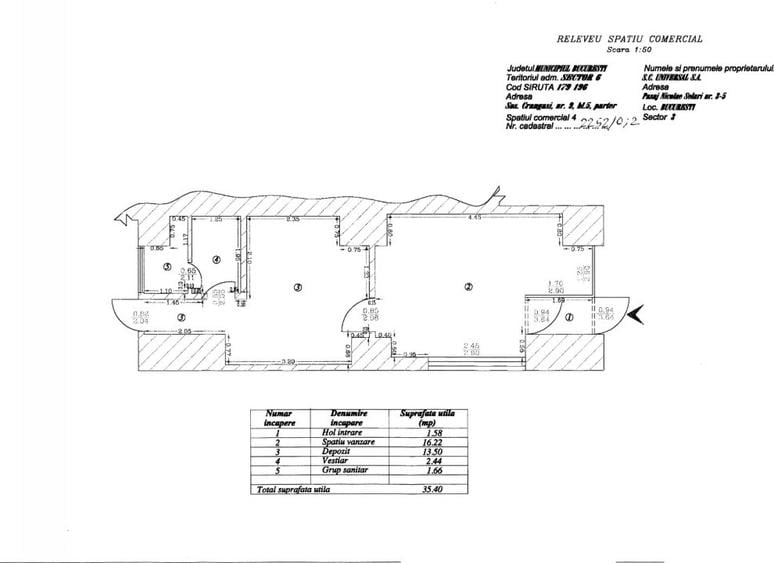 Spațiu comercial de închiriat – 35,40 mp – Calea Crângași nr. 9