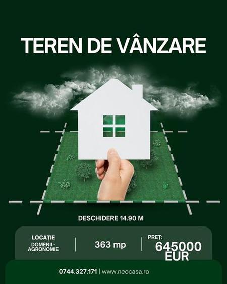 AGRONOMIE - 363 MP, DESCHIDERE 14,90 M, CASA S+P+1+M!