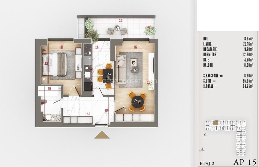 2 Camere Decomandat | 65 mp utili | Bloc nou 2025 | Pallady | 0% - 6