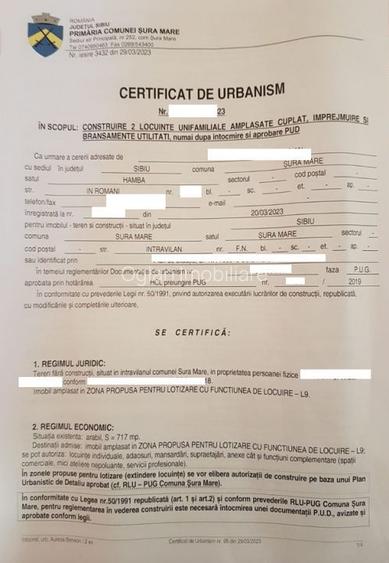 Teren constructie P+M, Sura Mare- Hamba, 717mp, utilitati - 10