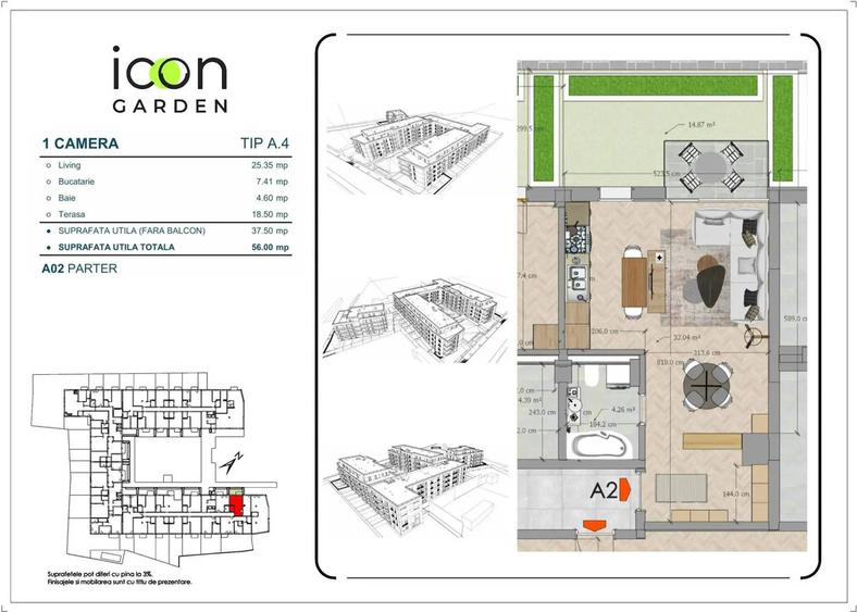 Garsonieră cu terasă, gata de mutare - ansamblu nou Icon Garden