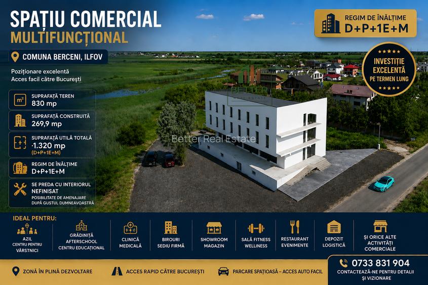 Spatiu Comercial / Cladire Multifunctionala De Vanzare – 1320mp - Comuna Berceni