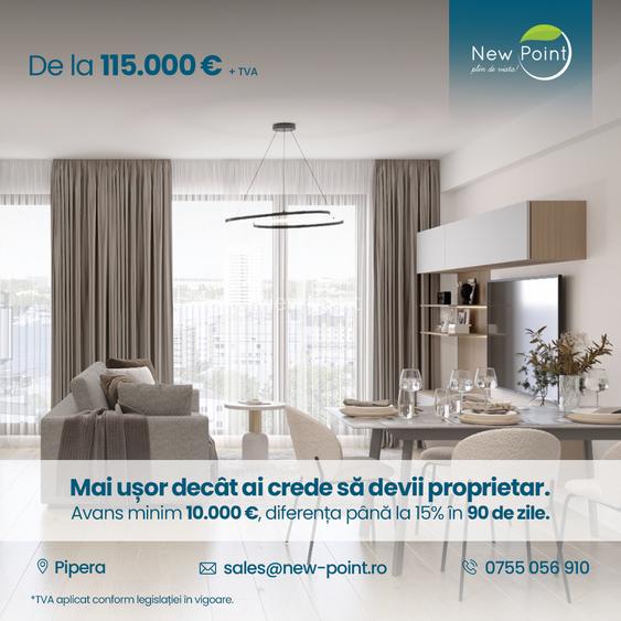 Apartament 2 camere Pipera - Avans 10.000 euro - 2