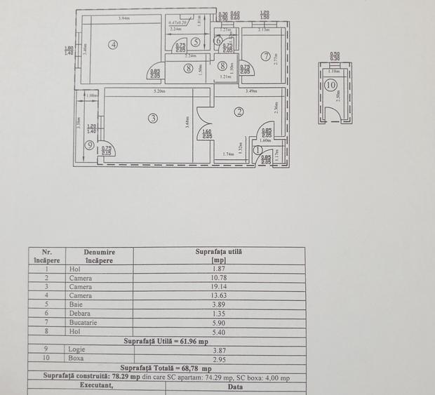 Apartament 3 camere, cu boxa, zona BCR