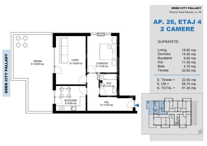 Apartament 2 Camere + terasa 32mp-Titan Pallady-Metrou Teclu - 3