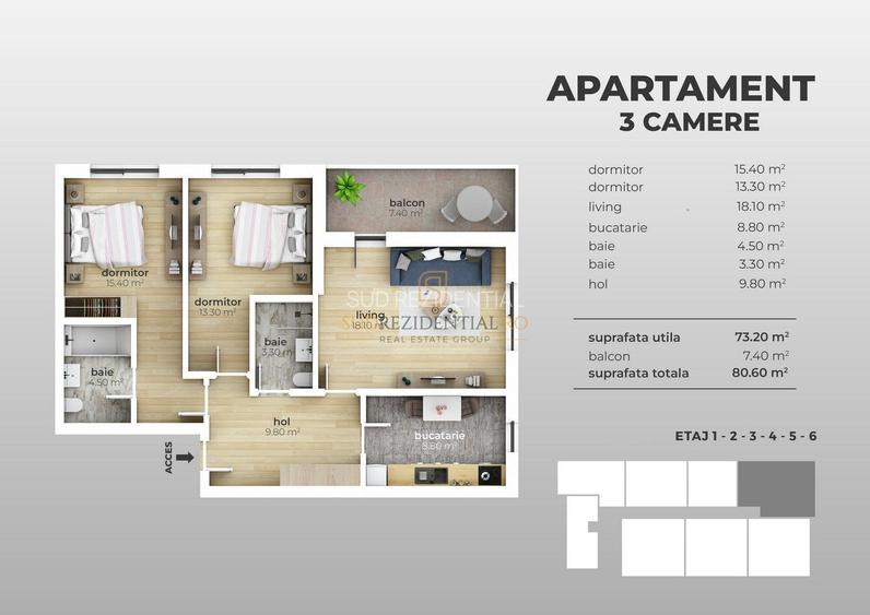 Apartament cu 3 camere, decomandat, spatios, bloc nou - Fara comision! - 1