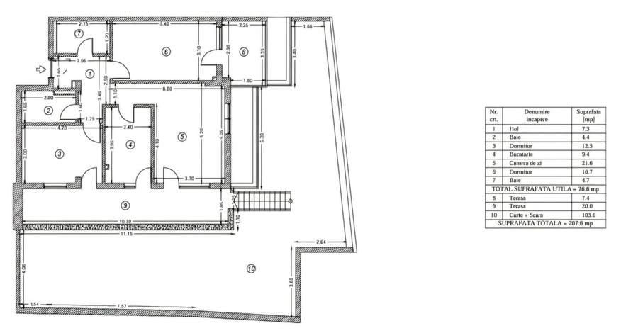 3 camere, Pallady, metrou, curte proprie, 2 bai, 208mp