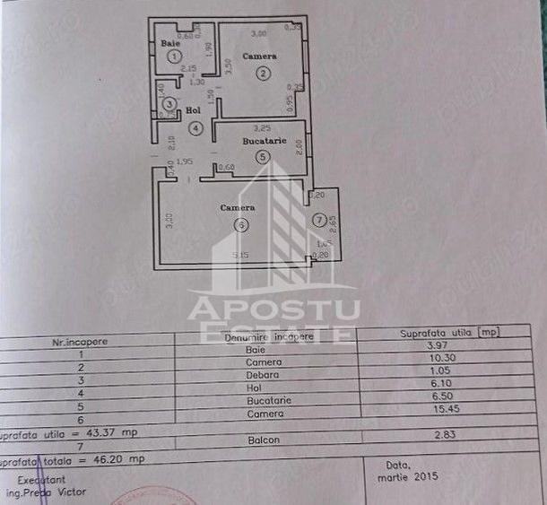Apartament cu 2 camere, de vanzare, zona Girocului, Timisoara