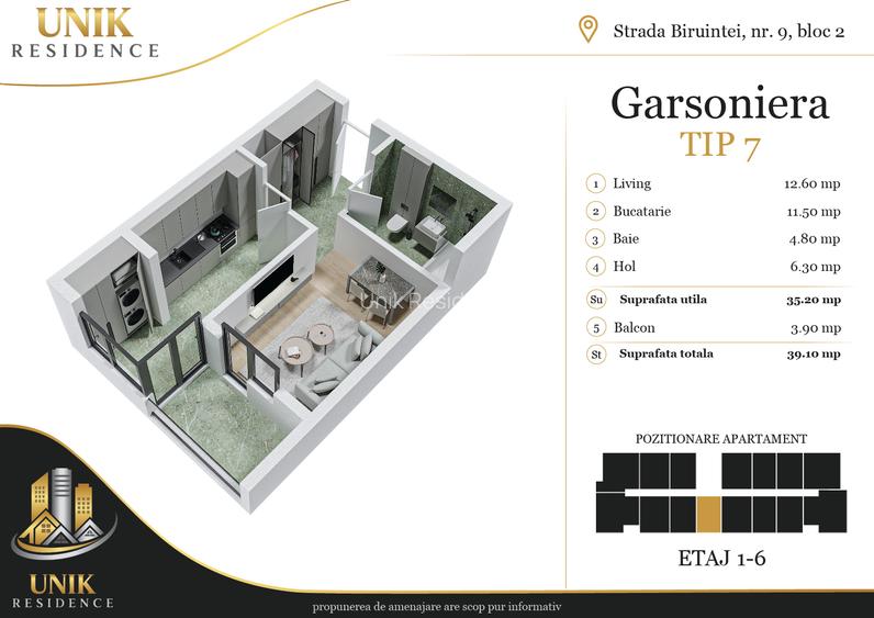 Garsoniera 35 mp | Aproape de Metrou Berceni | Bloc nou - 1