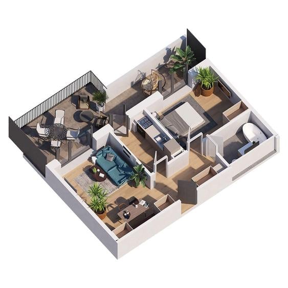 Apartament cu 2 camere la 5 minute de metrou, cu terasa de aprox. 20mp
