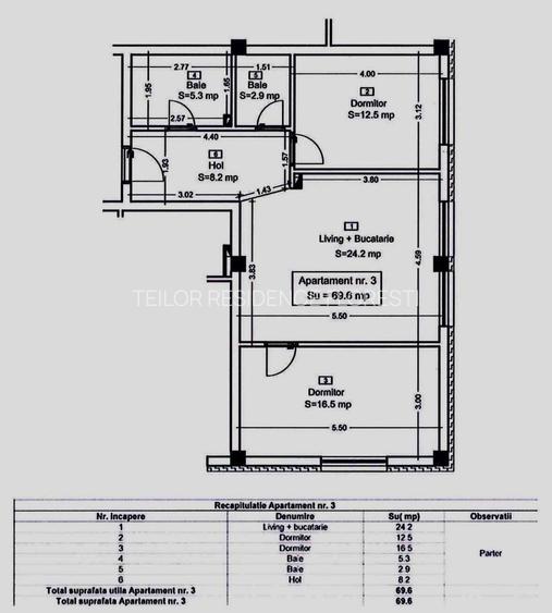 Ap 3 camere -Tautiului Residence Parcul Poligon Sub Cetate ap3 C3 - 1
