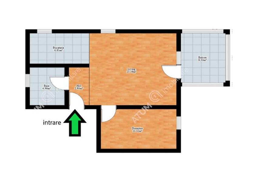 Apartament cu 2 camere balcon parcare subterana in Strand Sibiu