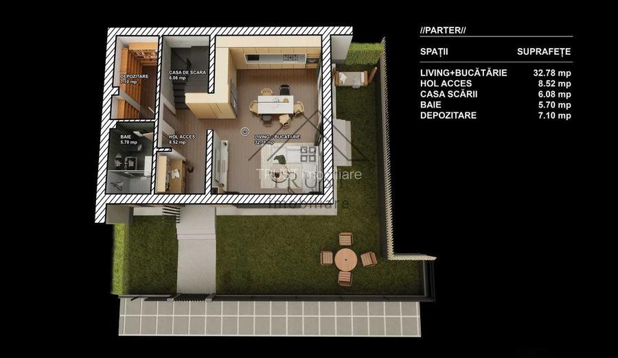 Duplex modern cu 3 dormitoare, pod circulabil și grădină amenajată în Florești - 6