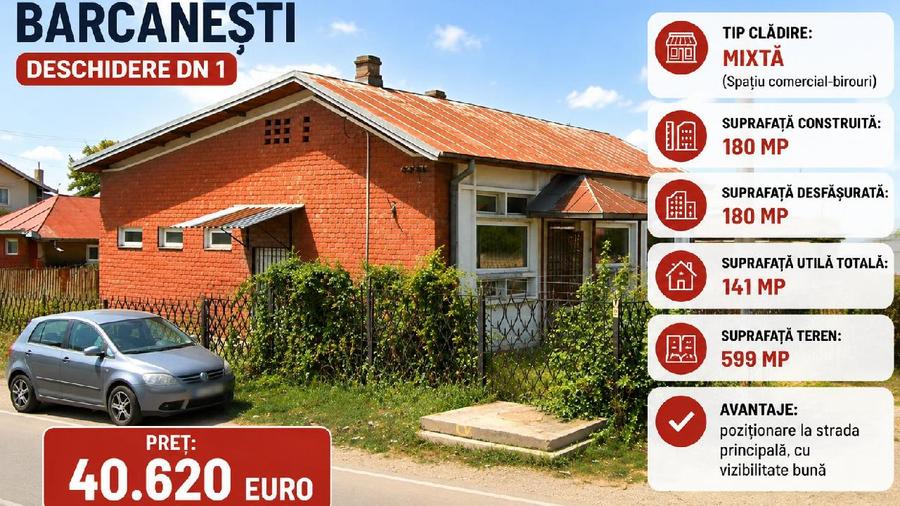 Cladire comerciala 141 mp + Teren 599 mp - Barcanesti