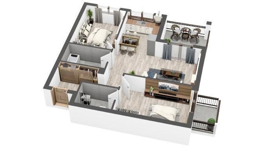 Apartament 3 camere, 2 bai,loc de parcare si boxa de depozitare 0% Comision