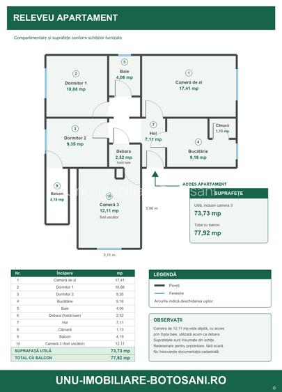 APARTAMENT 4 CAMERE - ETAJ 4 CU ȘARPANTĂ- ÎMPĂRATUL TRAIAN , LOC de PARCARE - 17