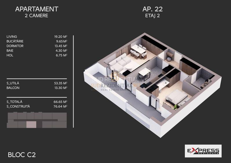 Comision 0-Apartament decomandat cu 2 camere si balcon, Bd.Metalurgiei - 7