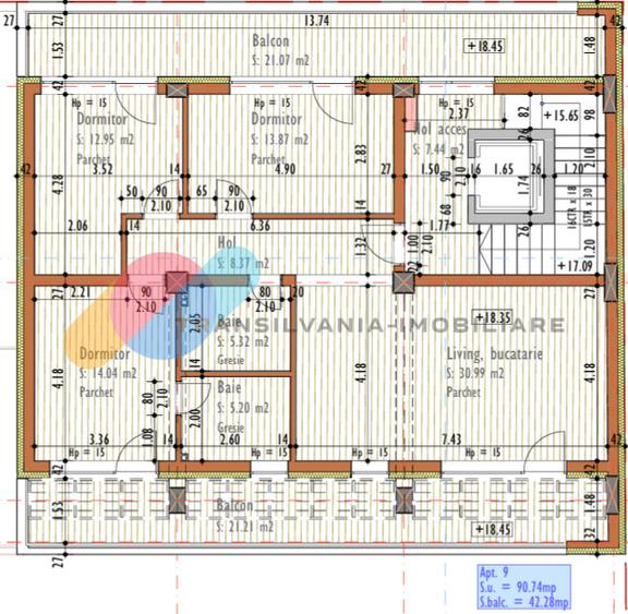 Apartament 4 camere, 90,74mp, zona Campina