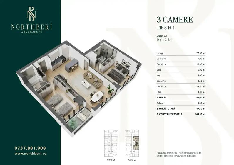 Apartament 3 camere 90mp | finalizat padurea Baneasa | Stejarii