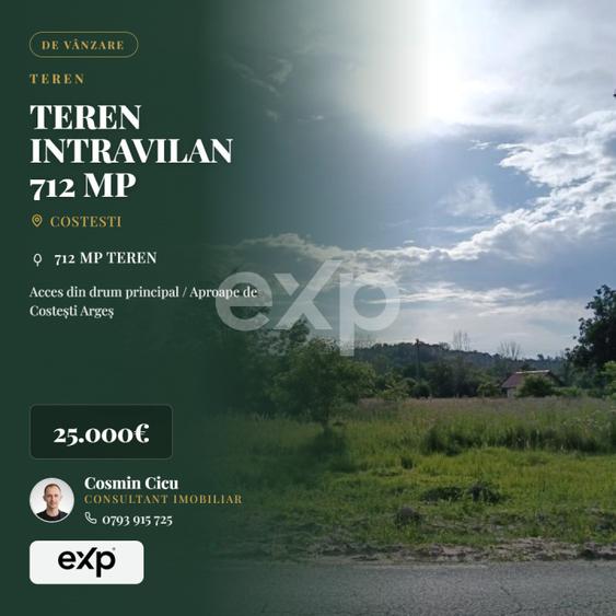 TEREN INTRAVILAN 712 MP | 17 ML DESCHIDERE | UTILITĂȚI | APROAPE DE COSTEȘTI