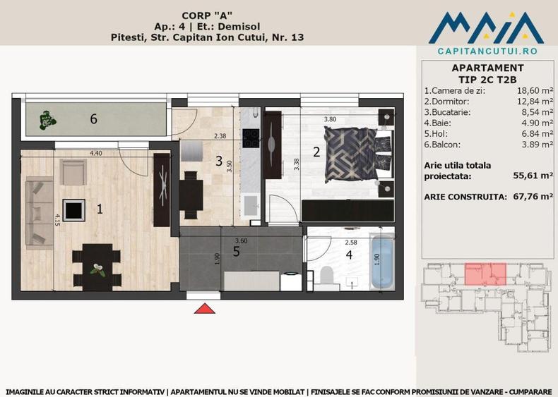 2 Camere, Finisaje Premium, Negru Voda, Pitesti, Central