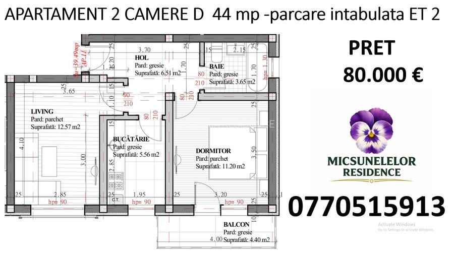 INTABULATA Apartament 2 Camere 44 mp + parcare intabulata  Lunca Cetatuii - 1