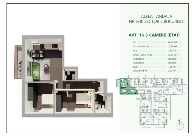 Apartament 3 camere Decomandat | 500 m Metrou Mihai Bravu | Comision 0