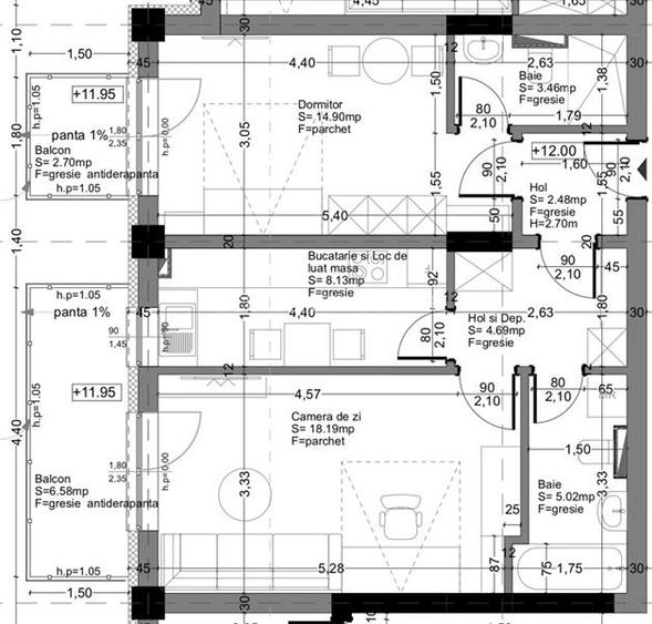 Dublu confort: 2 camere decomandate, 2 bai, 2 balcoane, clasa A, Avantgarden, Br - 3