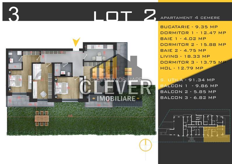 Apartament 4 camere cu  Gradina 113mp Comision 0, Pallady - 1