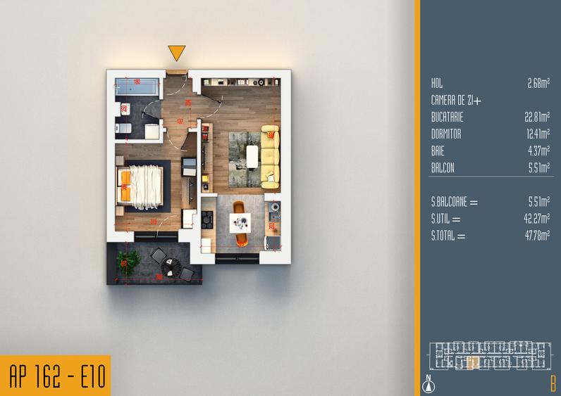 Neofort 84-Studio modern 2026, ideal chirie,bloc nou Titan, incalzire pardoseala