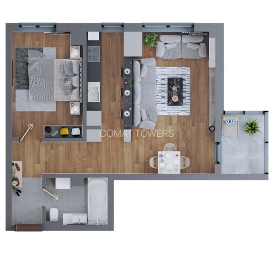 Apartament 2 Camere | TIP 2 | 58mp | Complex Comat Towers - 1