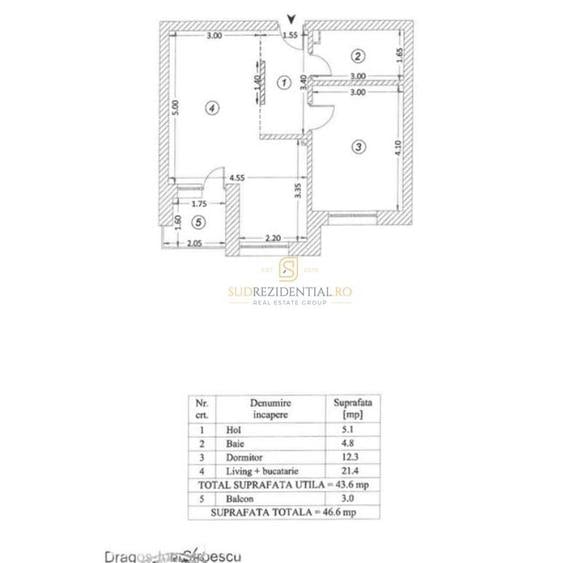 Apartament cu 2 camere, prima inchiriere, loc de parcare inclus