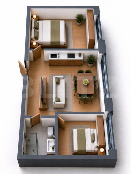 Apartament cu C.F. 3 camere in bloc nou, Mărăști