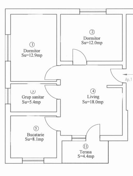 Apartament modern, 3 camere, 60 mp utili, etaj 1 - Remetea Mare