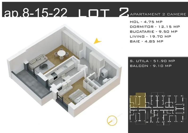 Apartament 2 camere Theodor Pallady metrou Nicolae Teclu