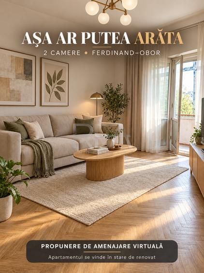 2 camere cu balcon | Etaj 1 | Bloc anvelopat | Ferdinand–Obor
