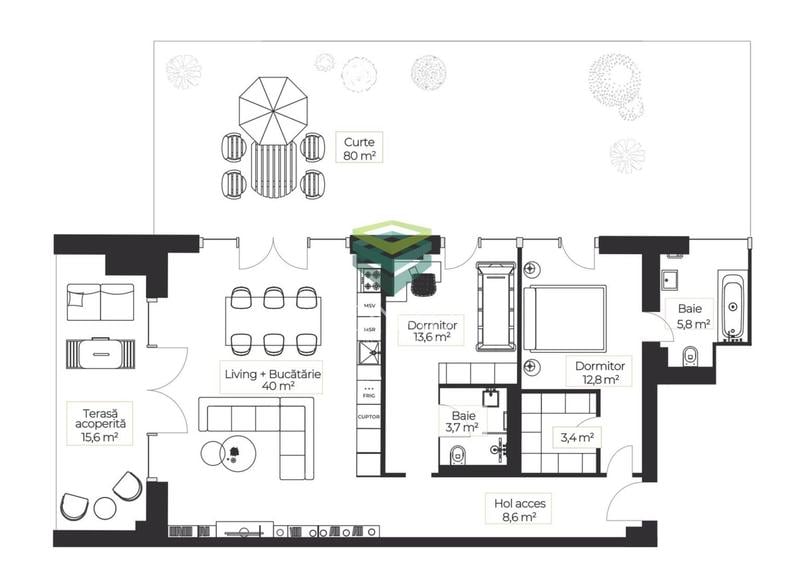 Apartament 3 Camere cu Gradina | Arhitectura Moderna | Spatios