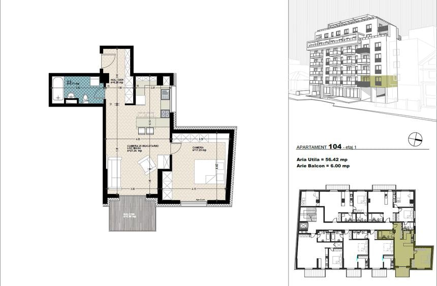 Apartament 2 camere, 57 mp, balcon, ansamblu exclusivist, zona Dorobanților