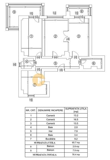 Nicolina 1 - 3 camere decomandat - 2 bai - etaj 3/8 - boxa