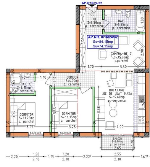Apartament 3 camere, 71 mp, zona Calea Moldovei