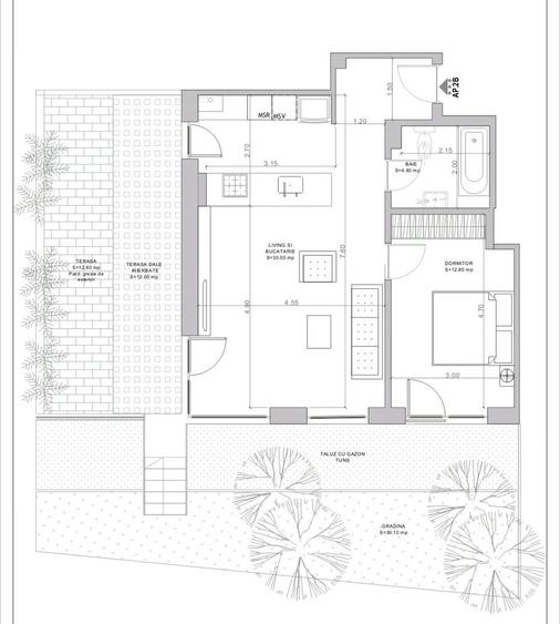 Direct dezvoltator 2 Camere, curte de 38 mp - Mosilor