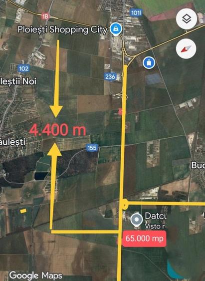 Teren strategic 65.000 mp cu 100 m la DN1 - la 4,4 km de Ploiesti SShopping City