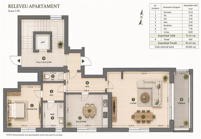 Apartament spatios cu 2 camere, 2 bai, terasa si parcare | Floreasca