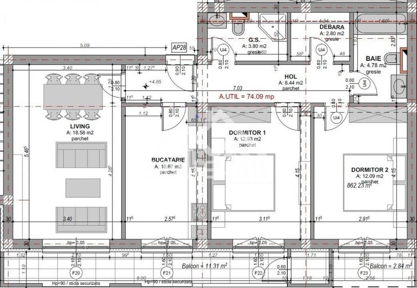 Apartament 3 camere decomandat – 74 mp - Zona Dedeman