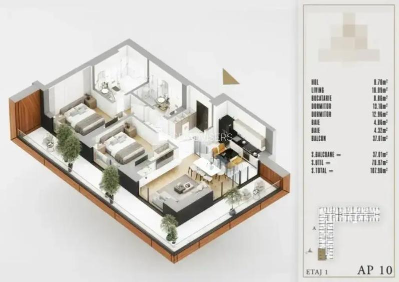 Apartament 3 camere spectaculos terasa finalizat Pallady mutare rapida - 2
