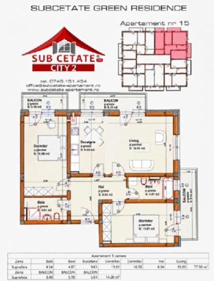 Proprietar vând apartament SubCetate Sânpetru cu 3 camere și 2 băi